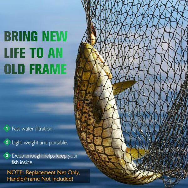 Dovesun Fishing Net Fish Landing Net Foldable Fishing Replacement Net for Freshwater Saltwater Fishing Net Replacement Netting Green/Black 2 Colors Handle/Frame Not Included - Image 2