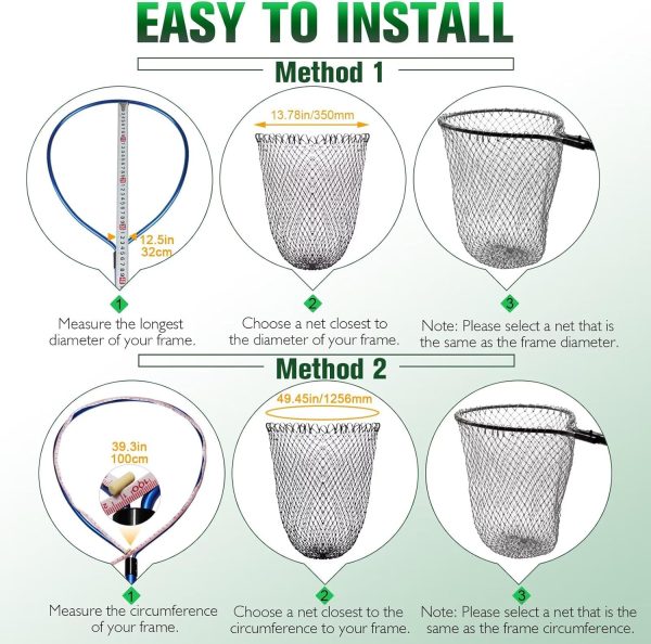 Dovesun Fishing Net Fish Landing Net Foldable Fishing Replacement Net for Freshwater Saltwater Fishing Net Replacement Netting Green/Black 2 Colors Handle/Frame Not Included - Image 4