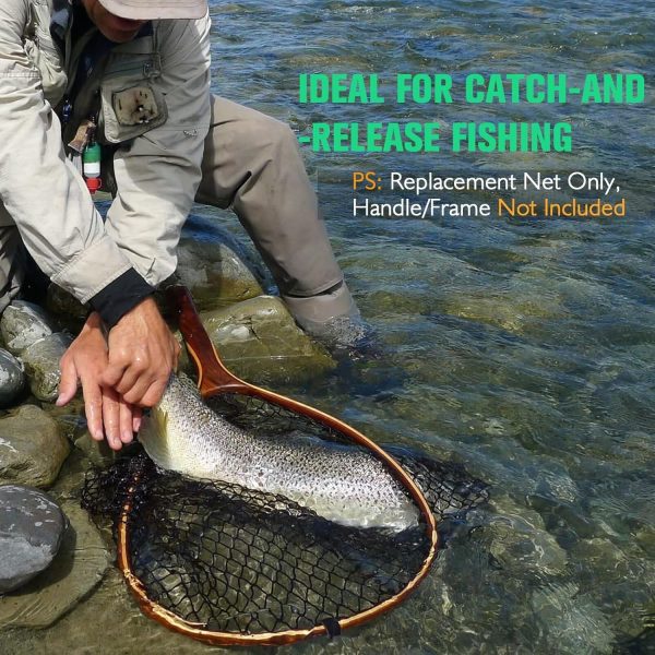 Dovesun Fishing Net Fish Landing Net Foldable Fishing Replacement Net for Freshwater Saltwater Fishing Net Replacement Netting Green/Black 2 Colors Handle/Frame Not Included - Image 7