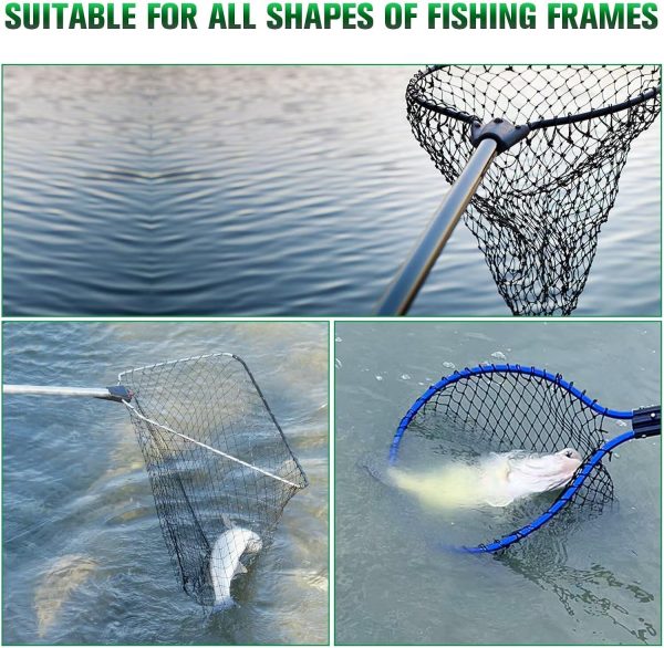 Dovesun Fishing Net Fish Landing Net Foldable Fishing Replacement Net for Freshwater Saltwater Fishing Net Replacement Netting Green/Black 2 Colors Handle/Frame Not Included - Image 8