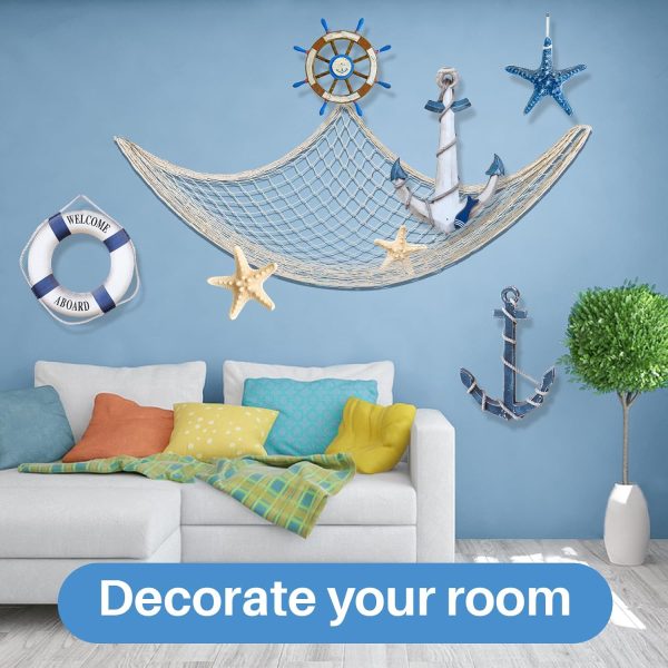 Sukh 1PC Fish Net Decorative - Fish Net Decorations Decorative Netting Nautical Fishnet Table Runner Nets Netting Fishnet Ocean Party Decor Decoration Decorative Fishing Rope Netting Decorations - Image 5